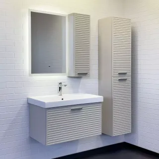 Шкаф-колонна Comforty Касабланка-35 серый шёлк, ручка серый металлик