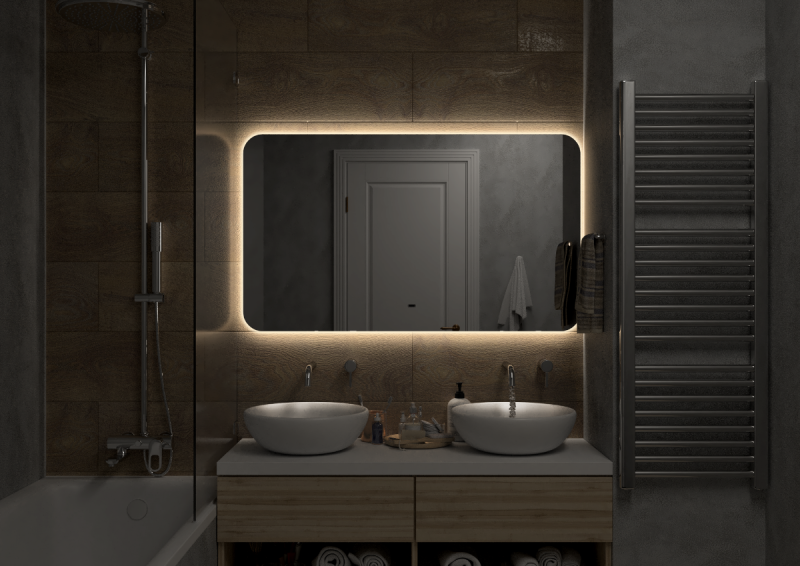 Зеркало с подсветкой Continent Burzhe ЗЛП3530 с бесконтактным сенсором 120см