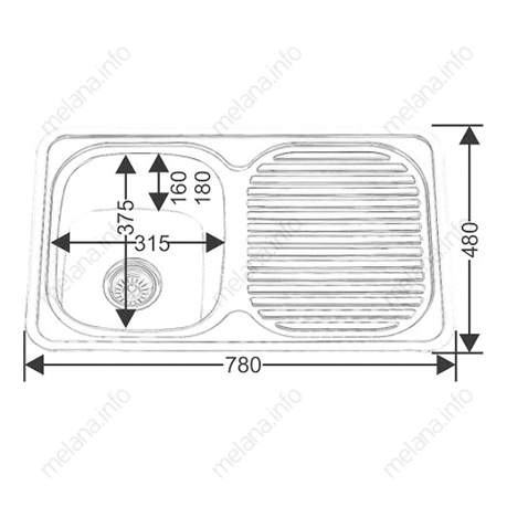 Мойка 7848 U Melana 0,8/180 хром с сифоном (123 t *10)