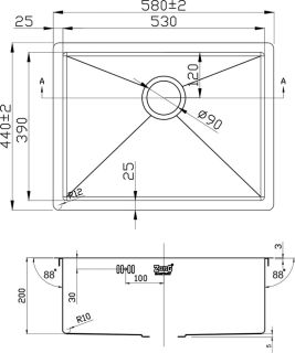 Мойка кухонная Zorg Inox PVD PVD 5844 GRAFIT