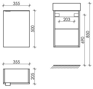 Подвесная тумба под раковину Sancos Mini MN35WR правая 35см белый глянец