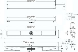 Душевой лоток Berges Wasserhaus C1 Brise 090031 60 Матовый хром