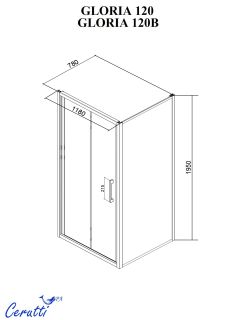 Душевой уголок Ceruttispa GLORIA 120B 120x80 чёрный