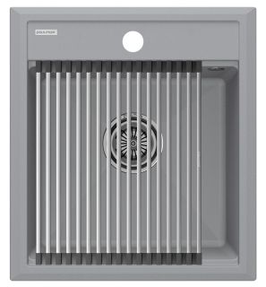 Комплект Paulmark: мойка Stepia 45 и ролл-мат Step PM114651-GRS+R375-BS серый дым/брашированная нержавеющая сталь