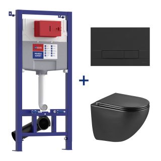 Комплект 3в1 100122237 инсталляция Lemark Peneda Expert с кнопкой смыва Bit чёрный матовый унитаз подвесной безободковый Glazer торнадо чёрный матовый