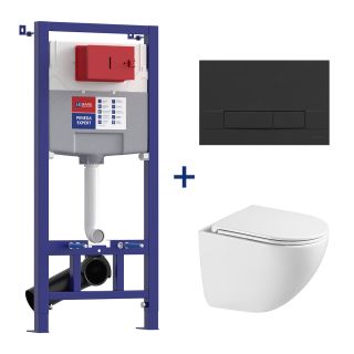 Комплект 3в1 100122432 инсталляция Lemark Peneda Expert с кнопкой смыва Bit чёрный матовый унитаз подвесной безободковый Glazer торнадо белый глянец