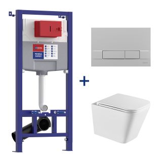 Комплект 3в1 100123425 инсталляция Lemark Peneda Expert с кнопкой смыва Bit хром матовый унитаз подвесной безободковый Florex торнадо белый глянец