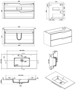 Подвесная тумба с раковиной Parly Spa Rhea100 чёрный матовый