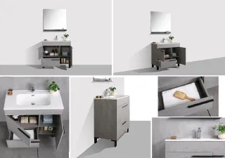 Напольная тумба с раковиной Parly Spa Gill60 цементно-серый