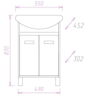Напольная тумба под раковину Onika Гамма 105537 55см ясень шимо/венге