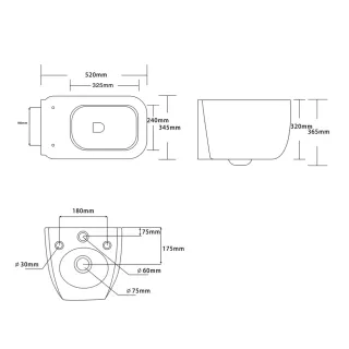 Унитаз подвесной Ceruttispa Romina Aria Tornado CT10613 безободковый со смывом торнадо белый
