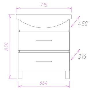 Напольная тумба под раковину Onika Дельта 107032 70см ясень шимо