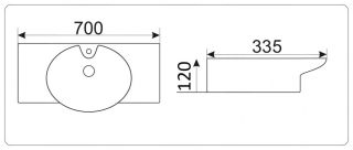 Раковина  CeramaLux STR4280C белая 70 см