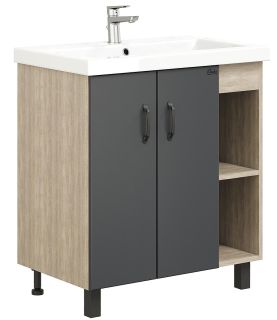 Напольная тумба под раковину Onika Тимбер 108053 80см серый матовый/дуб сонома