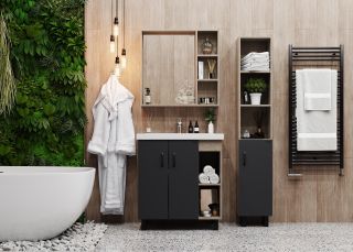 Напольная тумба под раковину Onika Тимбер 108053 80см серый матовый/дуб сонома