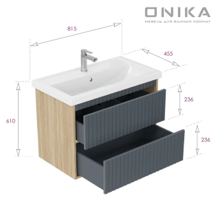 Подвесная тумба Onika Дайлер 108062 80см графит/дуб сонома
