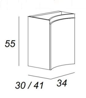 Шкафчик под раковину, правосторонний Cezares 34x55 Bianco lucido Vague 44222