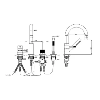 Смеситель на борт ванны Boheme Uno 460-MG золото матовое