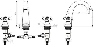 Смеситель для раковины Boheme Royal Crystal золото 297-Royal/CRST