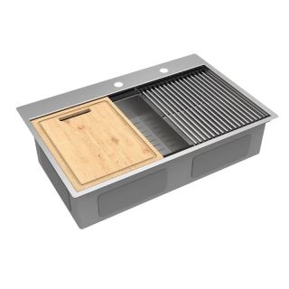 Кухонная мойка Lemark Iordana 780 9937117 в комплекте с разделочной доской ролл-матом и коландером сталь