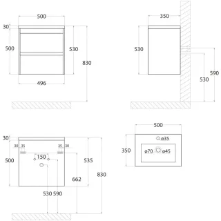 Тумба под раковину ArtMax Family Family-M-500-2C-SO-IS 50 см железный камень