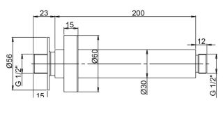 Потолочный кронштейн для верхнего душа Paini 50PJ744T620BIMT 20см матовое золото