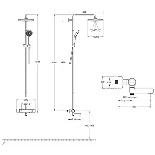 Душевая стойка Jacob Delafon Atom E26237-BL с термостатом чёрный