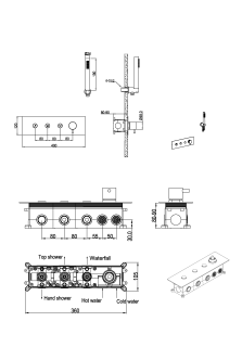 Встраиваемый смеситель для душа Boheme Fusion 130-SYS-BRB с ручным душем брашированная бронза