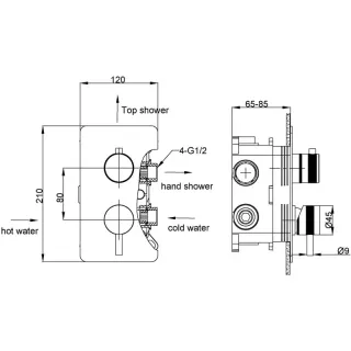 Встраиваемый смеситель для душа Boheme Cell 135-2-SGM 2-х проходной оружейная сталь