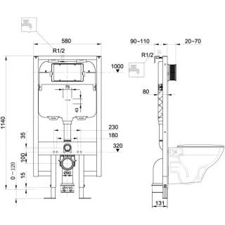 Инсталляция для подвесного унитаза Kludi Unifix 79102