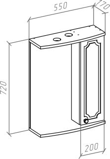 Зеркало-шкаф с подсветкой Bellezza Кантри 55см правый белый 00000006164