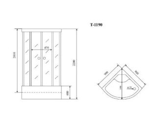 Душевая кабина Timo Standart T-6690BF Black Fabric 90x90см