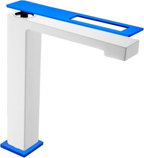 Смеситель для накладной раковины Boheme Q белый/синий 142-WUW