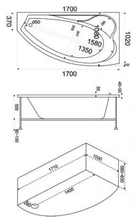 Панель фронтальная для ванны Bas Николь 170 правая