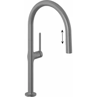 Смеситель для кухни Kludi Reef 50851N275 с выдвижным изливом сталь оружейная брашированная