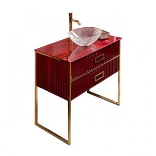 Тумба под раковину Armadi Art Monaco 80см бордо/золото 867-080-RG