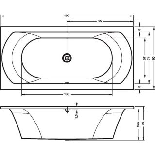 Акриловая ванна Riho Lima B053001005 190х90см сифон расположен справа белый