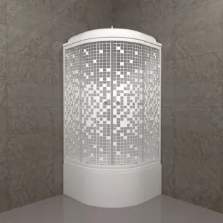 Душевая кабина Triton Стандарт-Мозаика Щ0000061834 90x90 см профиль белый стекло мозаика