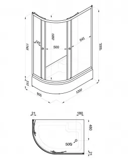 Душевая кабина Triton Коралл-Лайт Щ0000068952 правая 120x80 см профиль белый стекло градиент