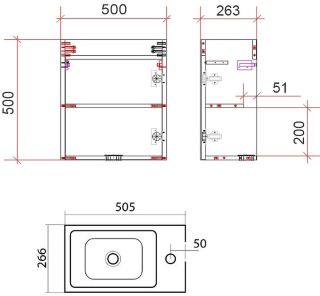 Подвесная тумба под раковину Art&Max Family 50см бетон экзотик Family-500-1D-SO-PE