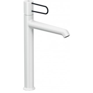 Смеситель для раковины Jacob Delafon Odeon Rive Gauche E21030-BL-00 белый с чёрной ручкой