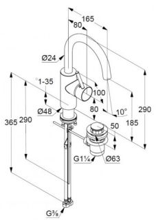 Смеситель для раковины Kludi Bozz хром 380270576