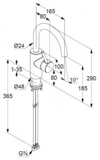 Смеситель для раковины Kludi Bozz чёрный матовый 380283976