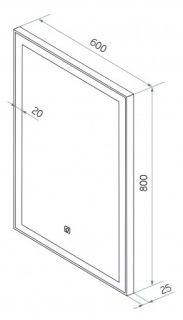 Зеркало с подсветкой Continent Frame Black ЗЛП948 с сенсорным выключателем 60см чёрный