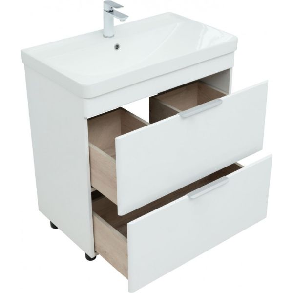 Тумба под раковину Aquanet Ирис New 310154 80 см белый глянец