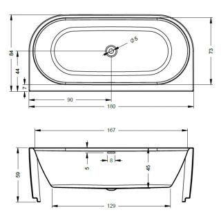 Акриловая ванна с подсветкой Riho Desire Back2Wall Velvet LED B089012105 180х84см светодиоды под ванной заполнение через перелив белый матовый