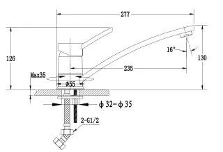 Смеситель для кухни GranFest 1724 кашемир