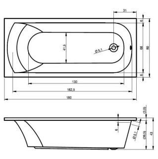 Акриловая ванна Riho Miami B061001005 180х80см белый
