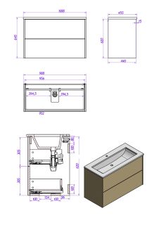 Тумба под раковину La Fenice Tesoro FNC-01-TES-PB-100-2 платиновый белый 100 см