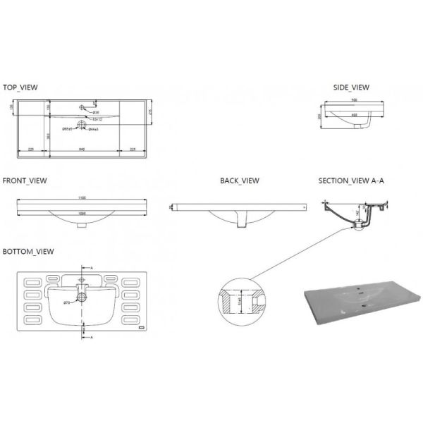 Раковина Aquanet Side 347434 110 см белый